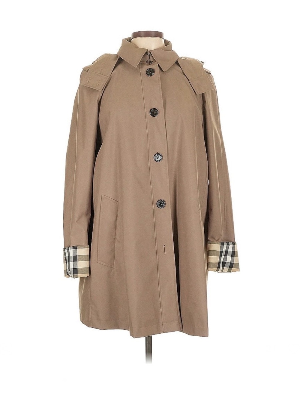 Burberry green Tan Trench Cape Coat with Signature Check Cuffs